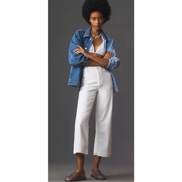 PAIGE Denim - PAIGE Nellie White Clean Front Culotte Jeans 29